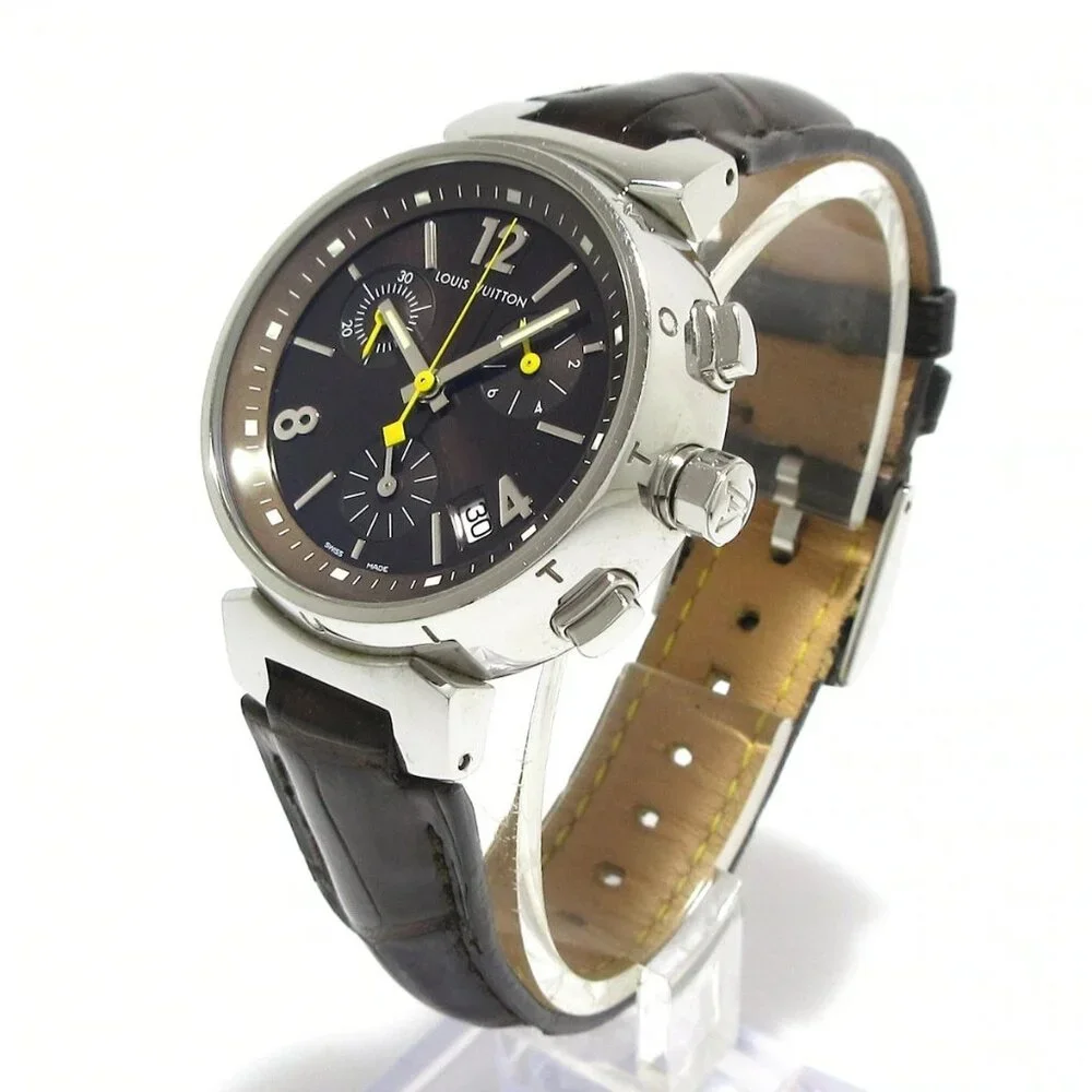 LOUIS VUITTON Tambour Chronograph Q1321 R***** Dark Brown Unisex Wrist Watch - Picture 2 of 12
